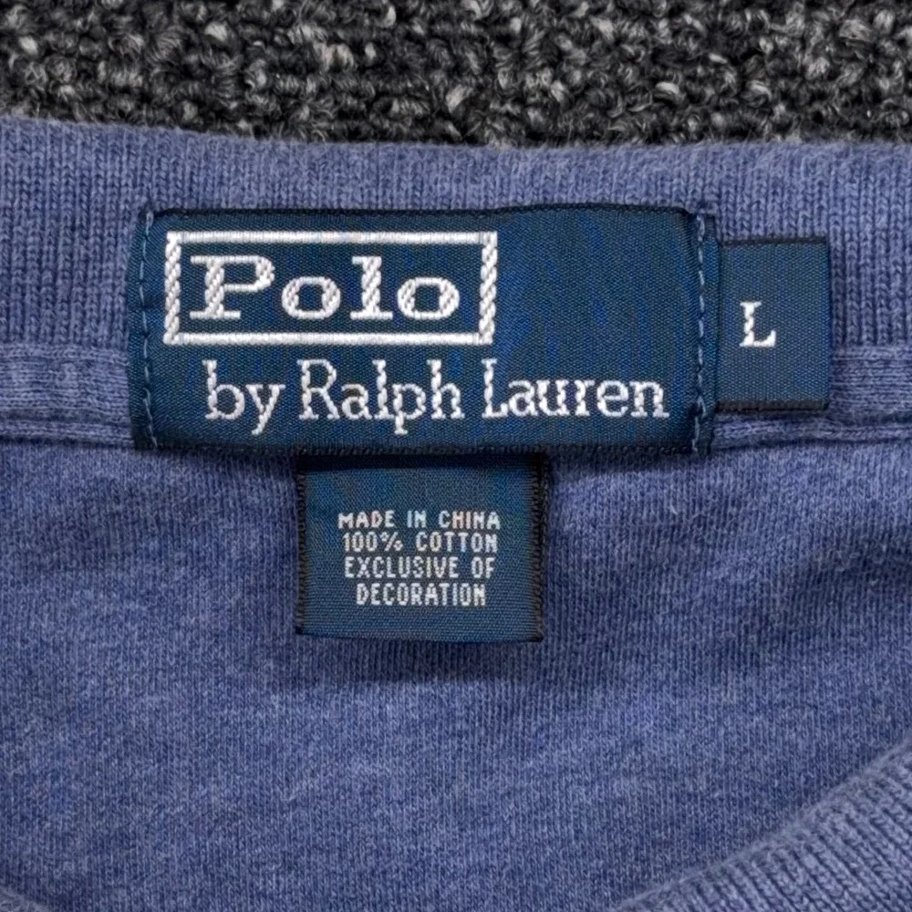 Polo Ralph Lauren Mens Large Blue Heathered Cotton Short Sleeve Polo Shirt L
